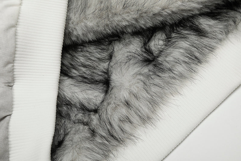 Faux Fur Panel Cropped Bomber Jacket | Streetwear Winter Coat