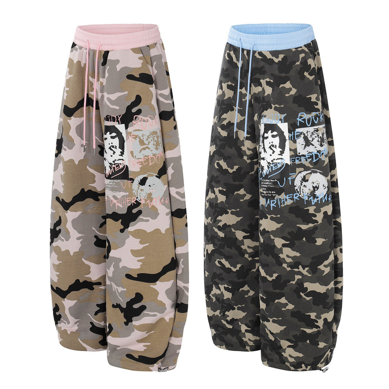 Omirad Graphic Camo Wide-Leg Sweatpants | Street Style
