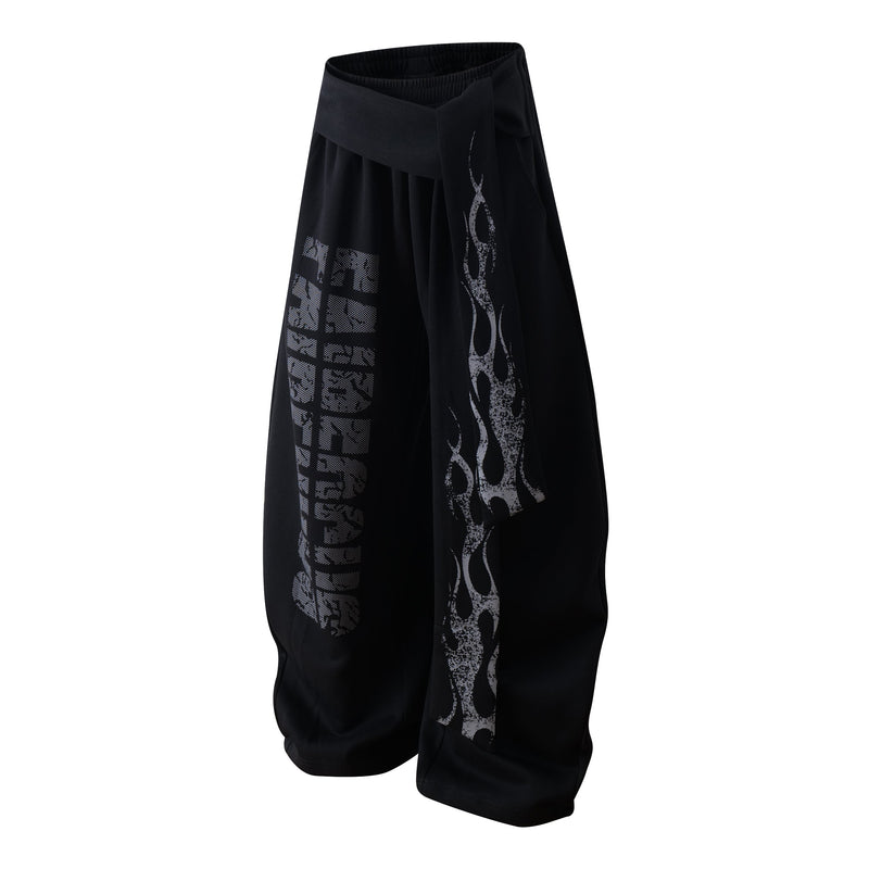 Fairfocus Flame Wrap Wide-Leg Pants | Streetwear Joggers