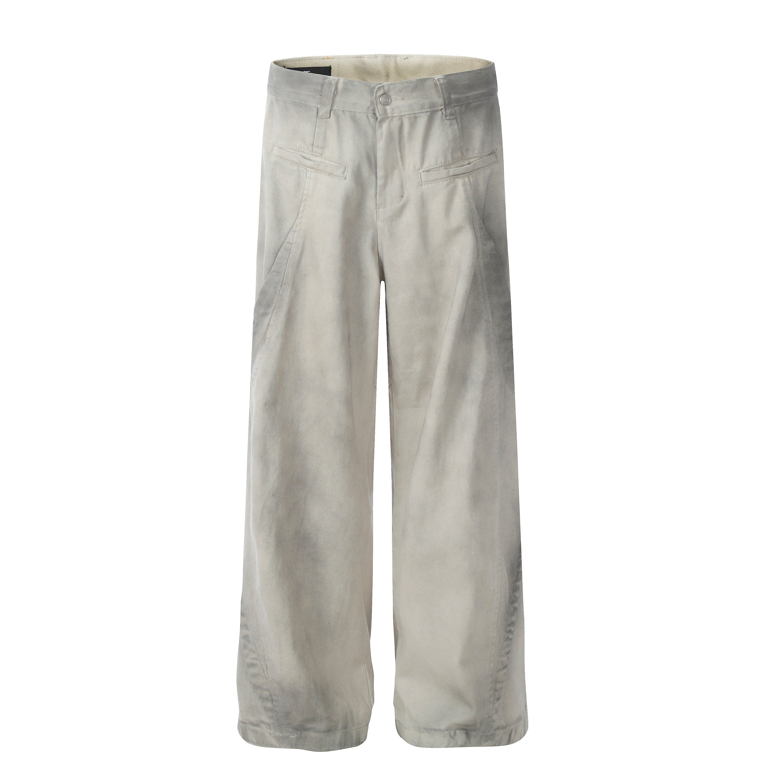 Washed Grey Wide-Leg Utility Pants | 100% Cotton Streetwear