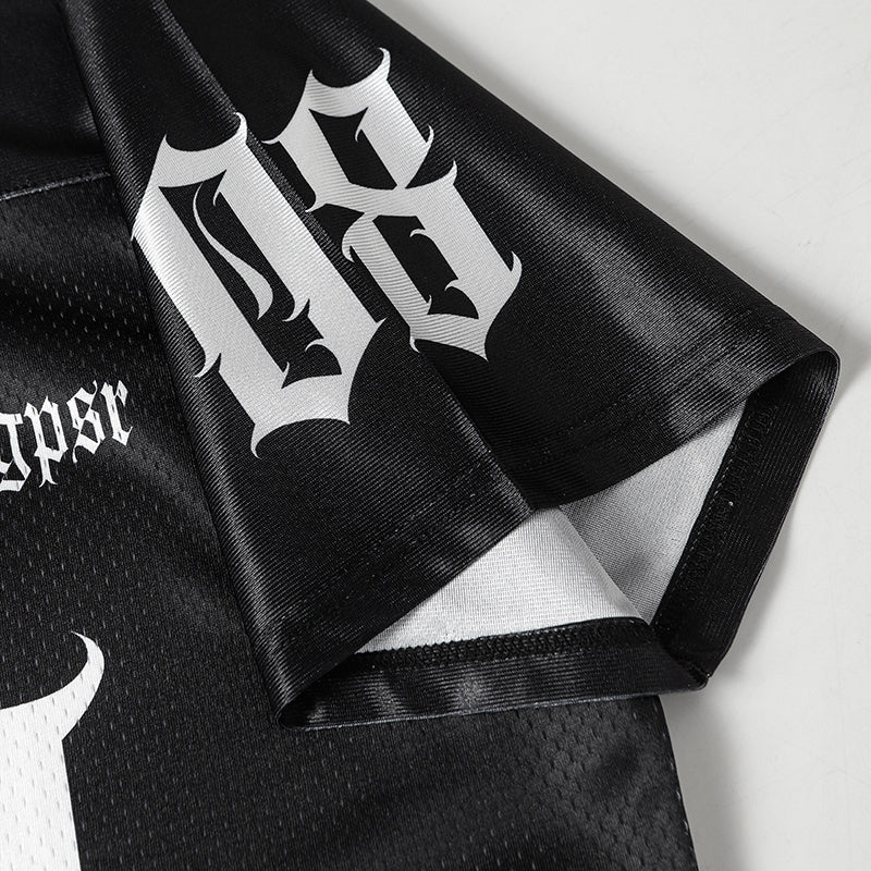 Gothic Varsity Mesh Jersey | Oversized 08 Streetwear Top
