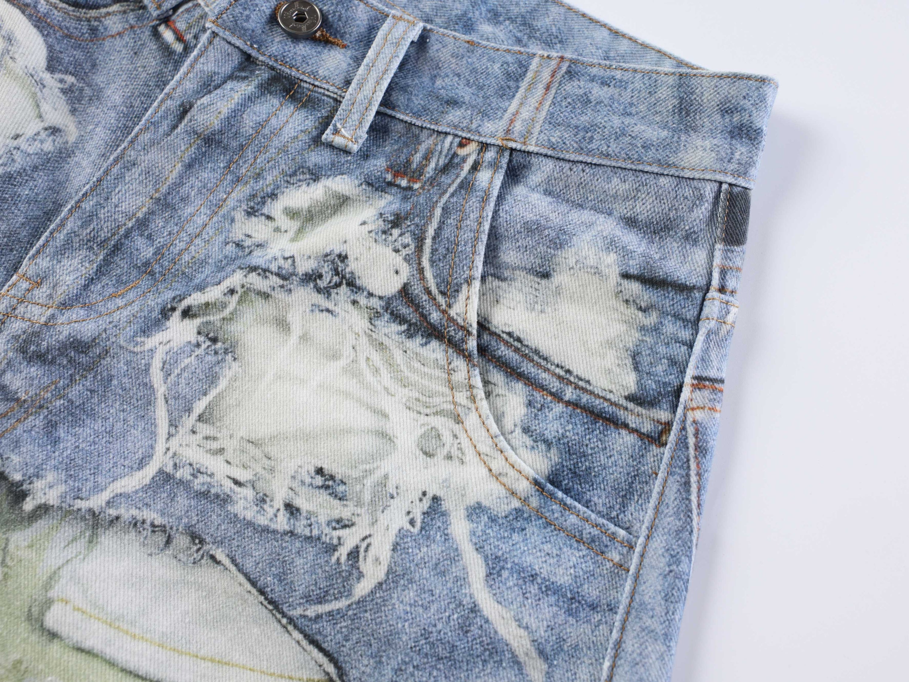 Floral Patchwork Distressed Wide-Leg Jeans | Omirad