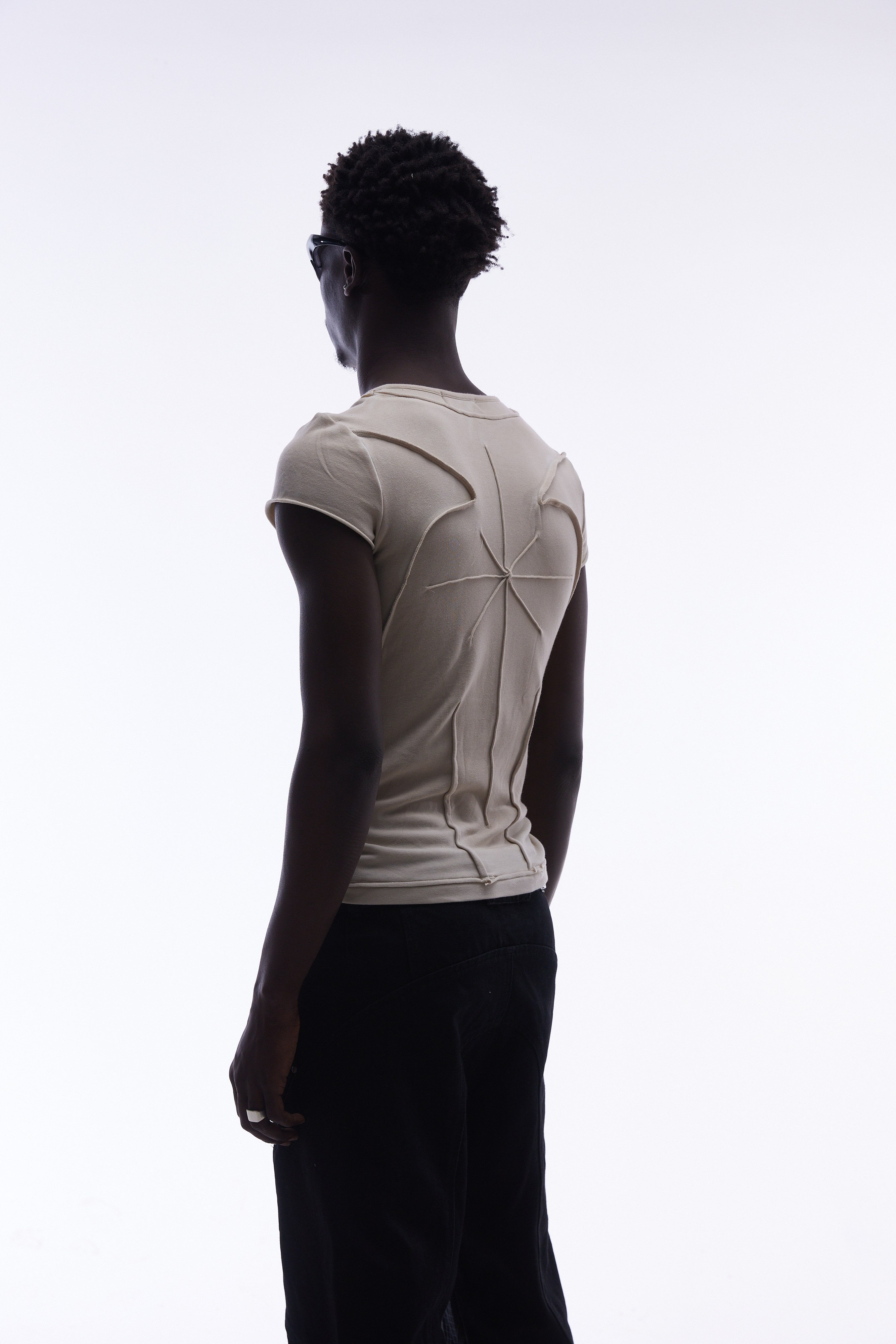 Omirad Raw Seam Sculpted Panel Cotton Tee | Avant-Garde Streetwear