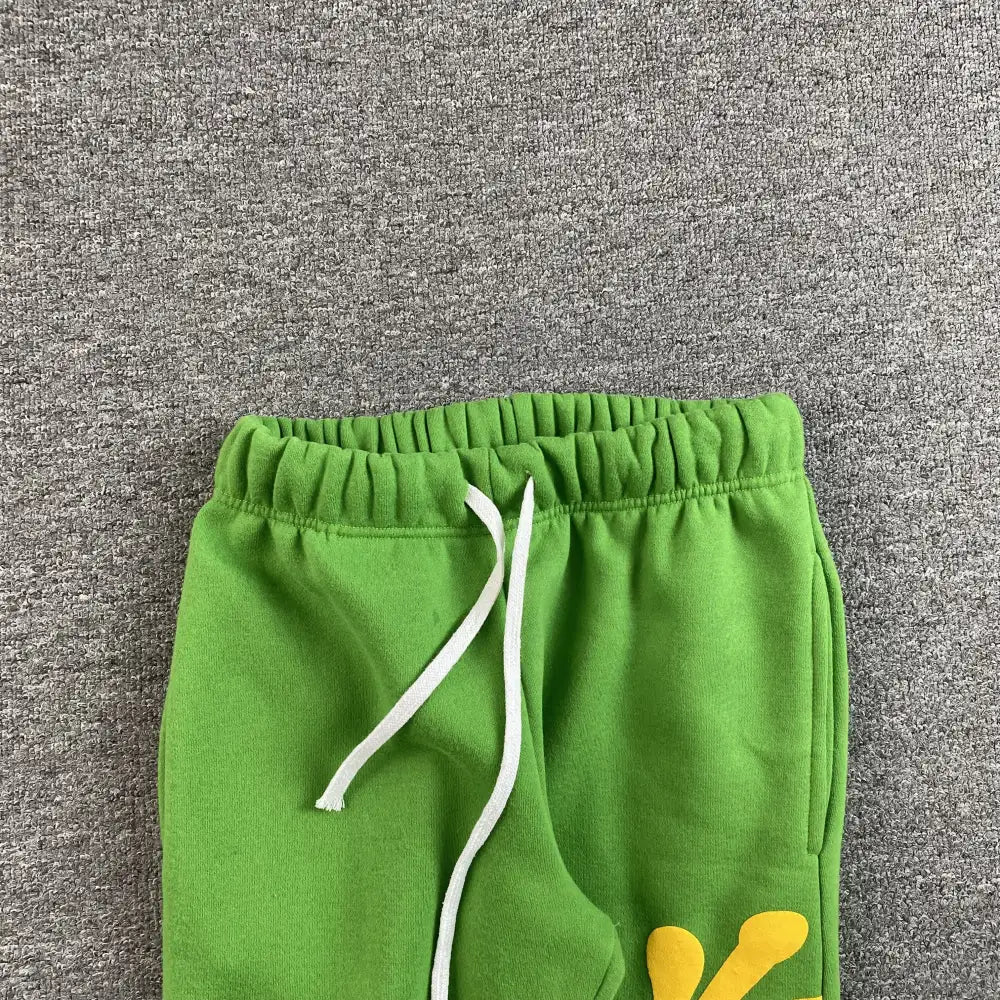 Syna World Green Yellow Letter Print Drawstring Jogger Pants