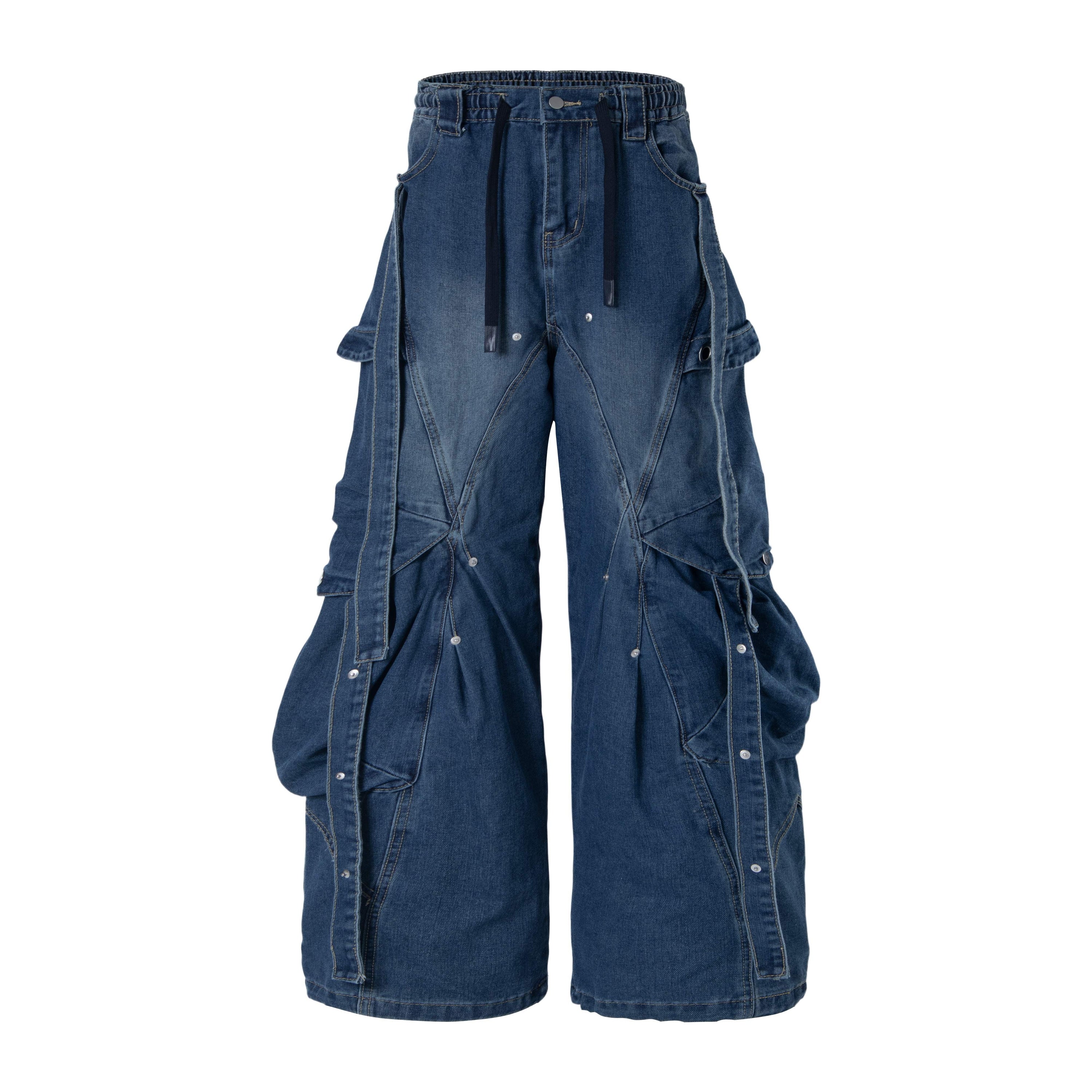 Baggy Cargo Denim Jeans | Multi-Pocket Y2K Streetwear