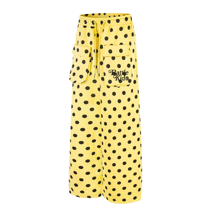 Battle Kid Polka Dot Wide-Leg Cargo Pants with Charms