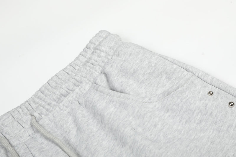 Gothic Line Graphic Wide-Leg Sweatpants with Side Rivets
