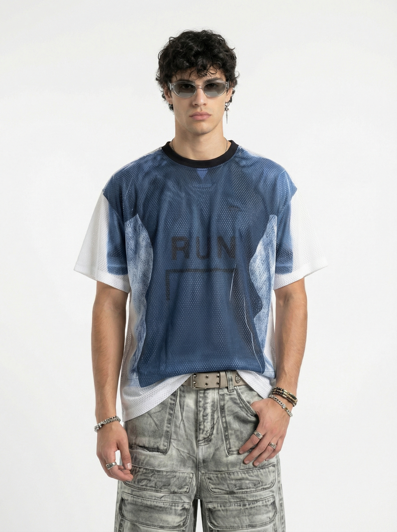 Omirad Run Graphic Mesh Jersey | Streetwear Athletic Tee