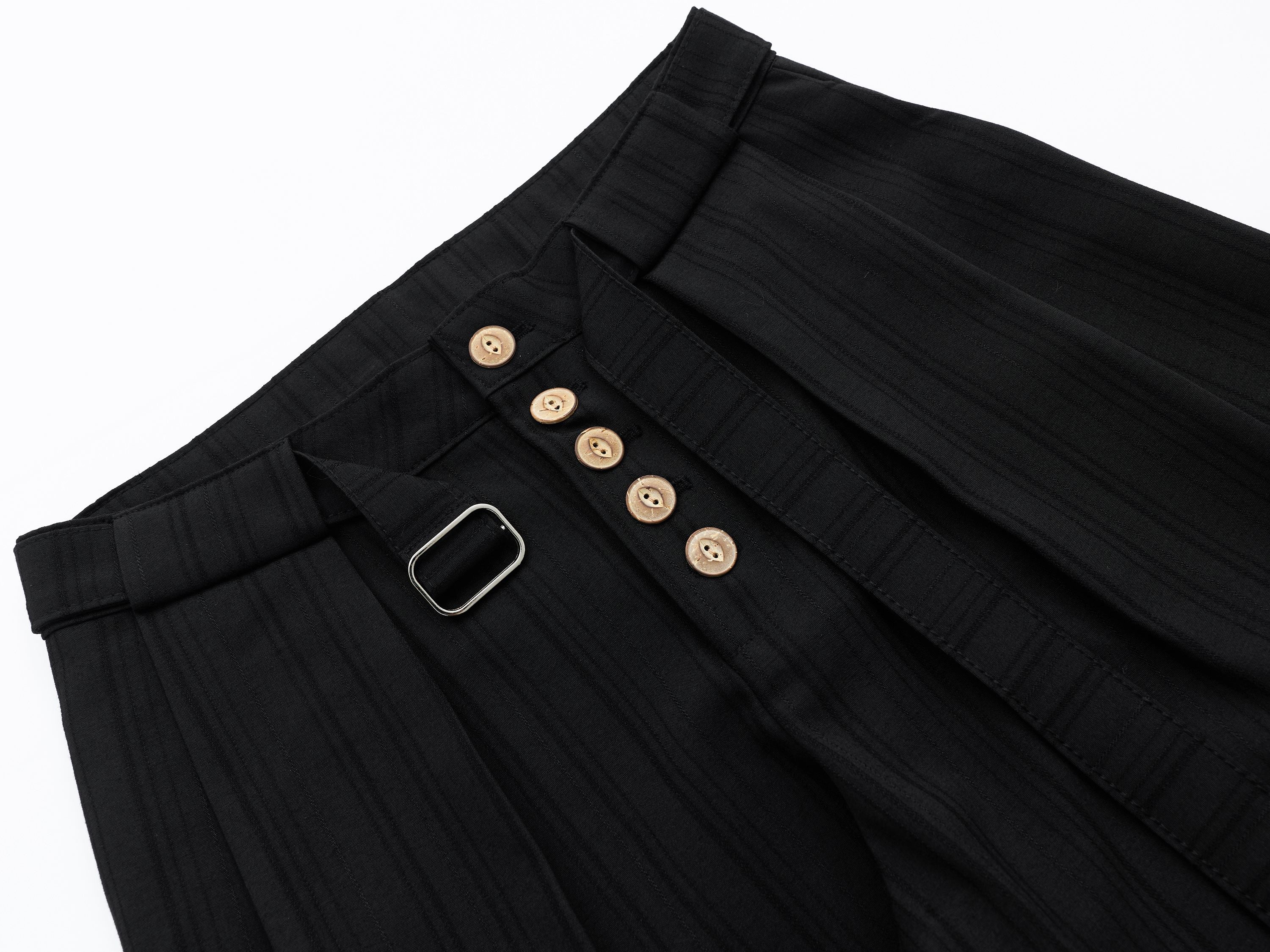 Deconstructed Pinstripe Wide-Leg Trousers | Vintage Tailored