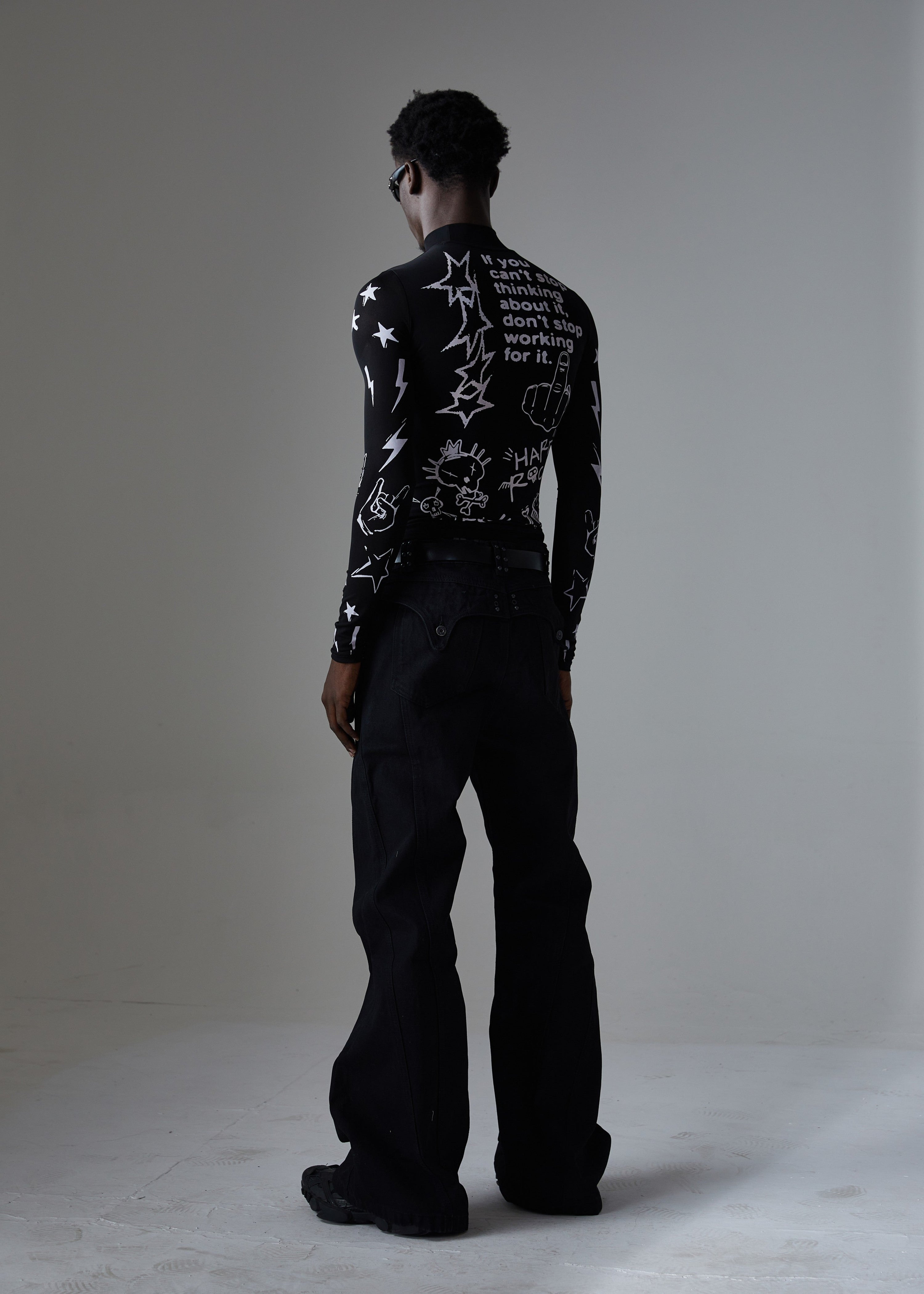 Omirad Studded Panel Wide-Leg Jeans | Dark Streetwear Denim