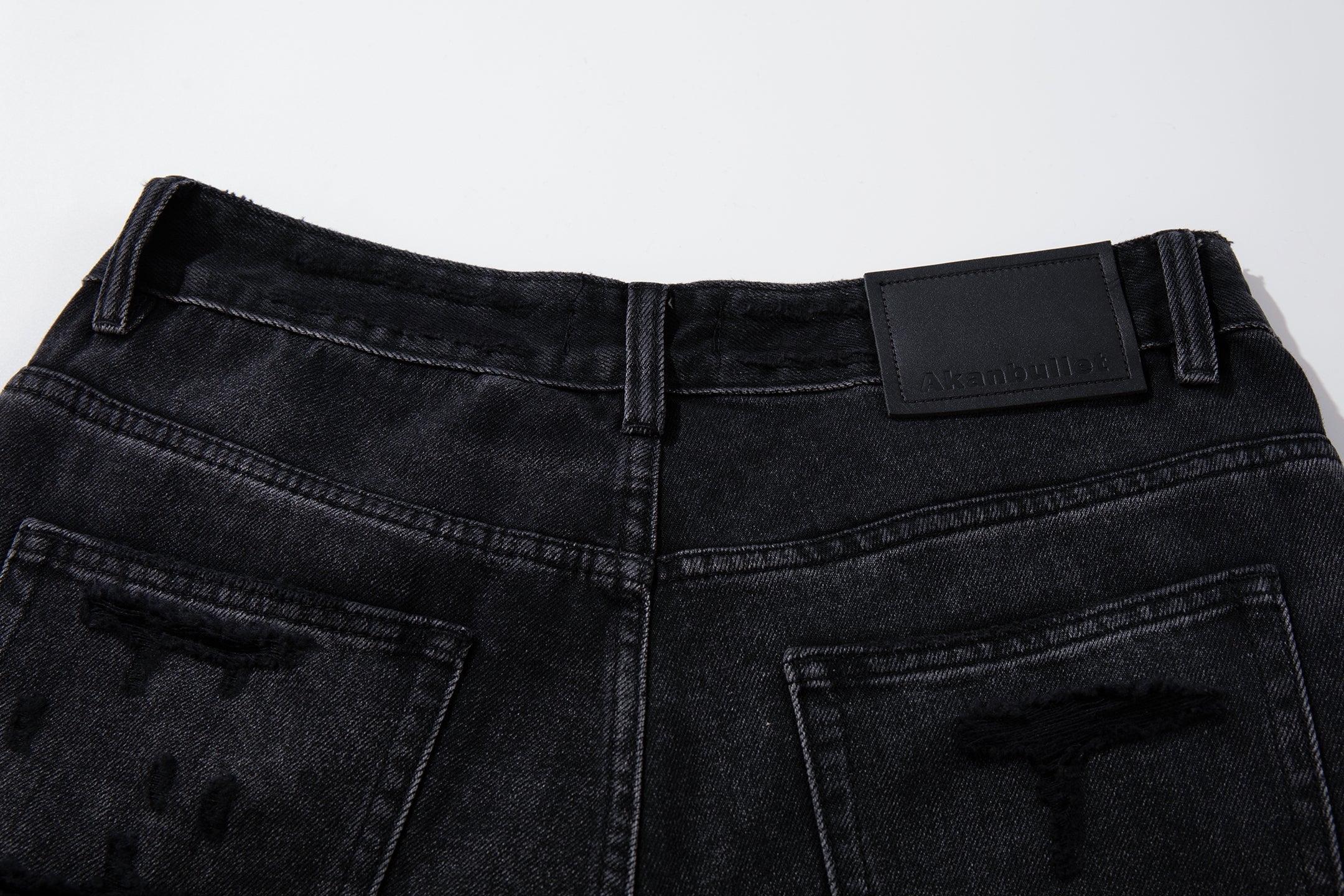 Omirad Coated-Distress Wide-Leg Jeans | Deep Charcoal Denim