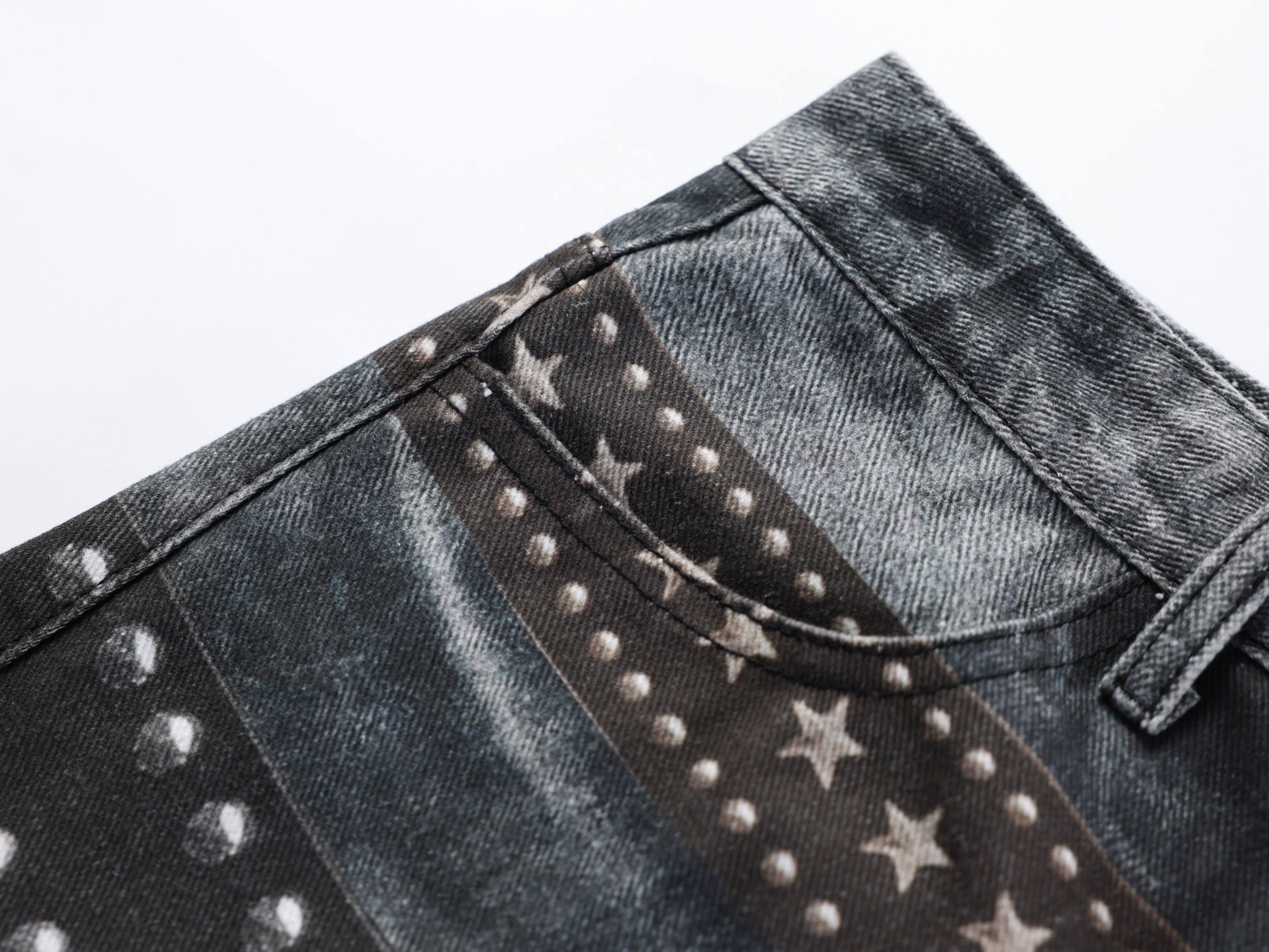 Omirad Washed Studded Wide-Leg Jeans | Butterfly Graphic