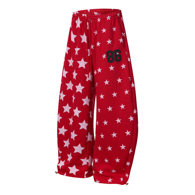 Starfield Wide-Leg Sweatpants | All-Over Star Print Streetwear