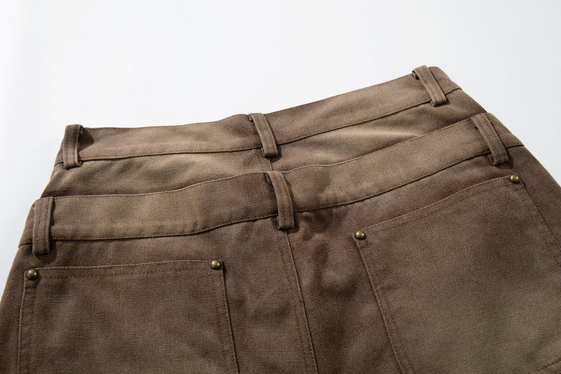 Omirad Vintage Utility Wide-Leg Carpenter Pants | 100% Cotton