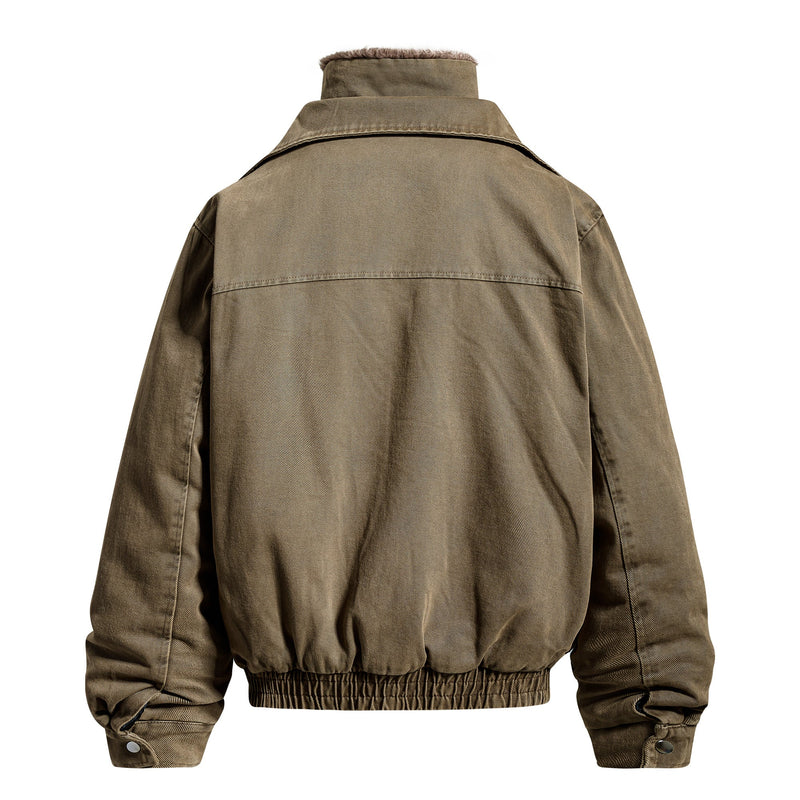 Omirad Layered Utility Bomber Jacket with Faux Fur Collar
