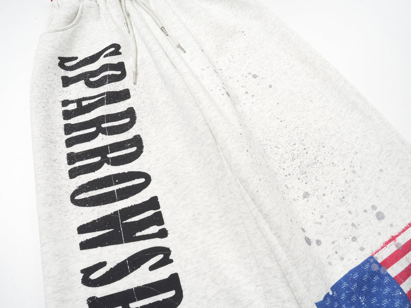 USA Flag Print Wide-Leg Sweatpants | Vintage Streetwear