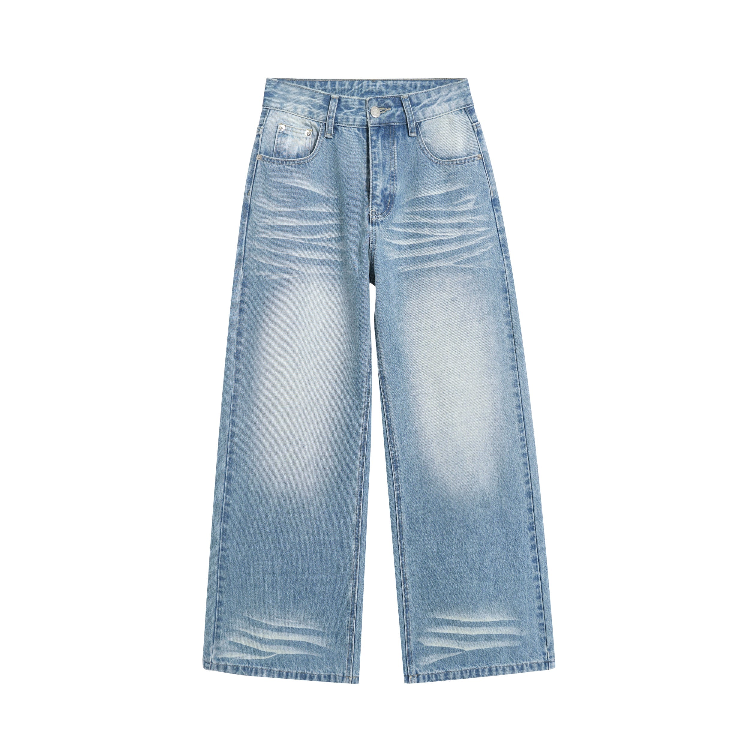 Omirad Faded Wide-Leg Jeans | Vintage Wash Streetwear Denim