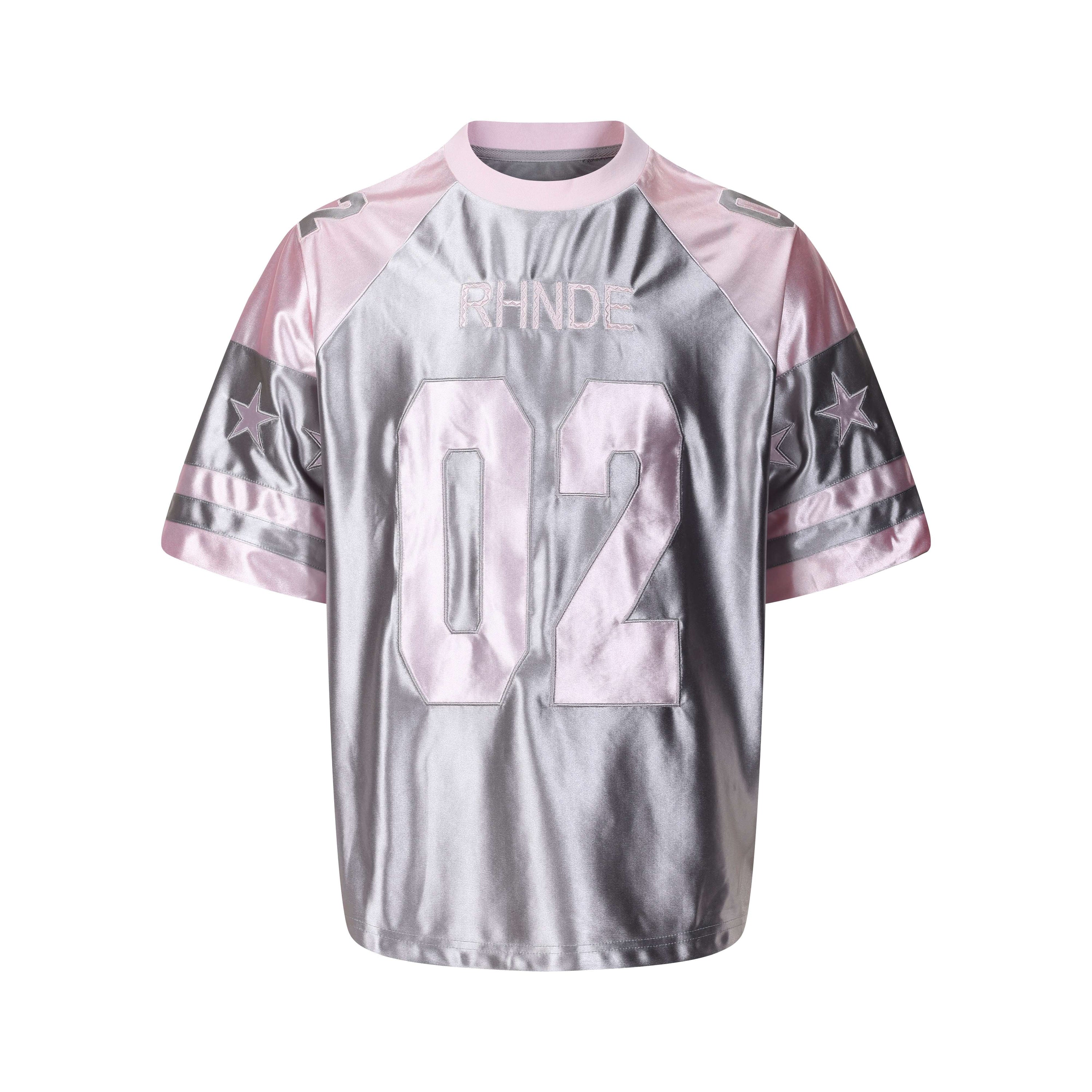 RHNDE Metallic Varsity Jersey Tee | Oversized Y2K Football Shirt