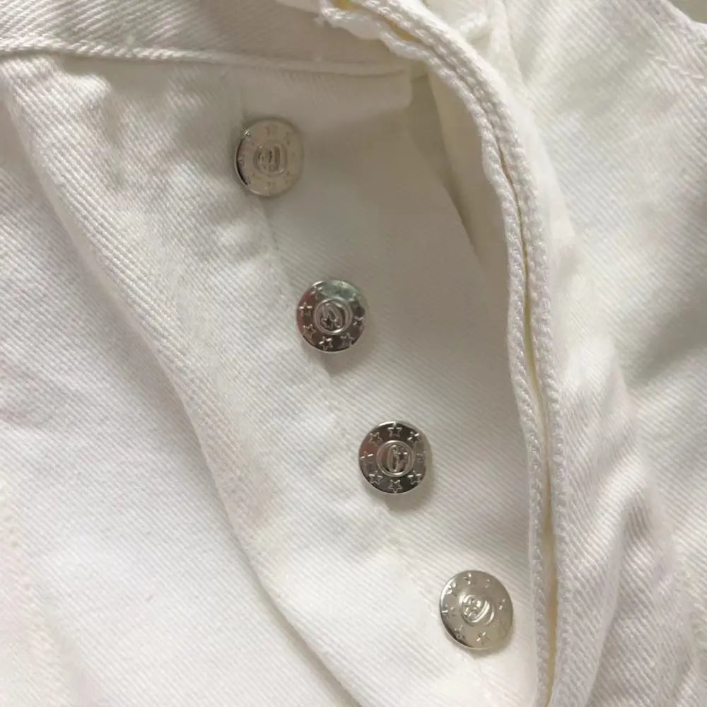 Corteiz White Denim Shorts with Star Embroidery