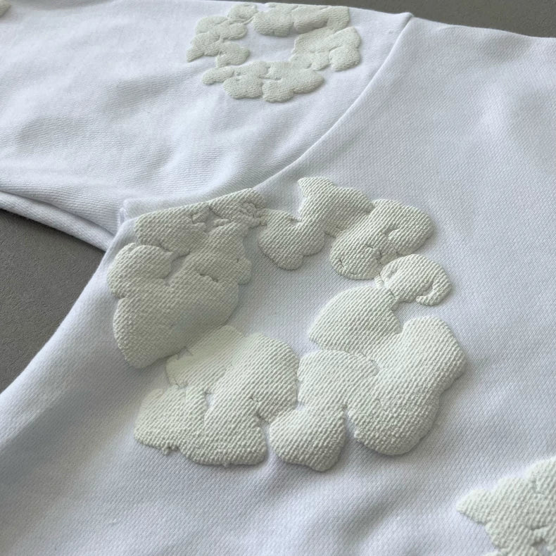 White Monochrome “Cotton Wreath” Denim Tears Hoodie – Minimal Streetwear Sweatshirt