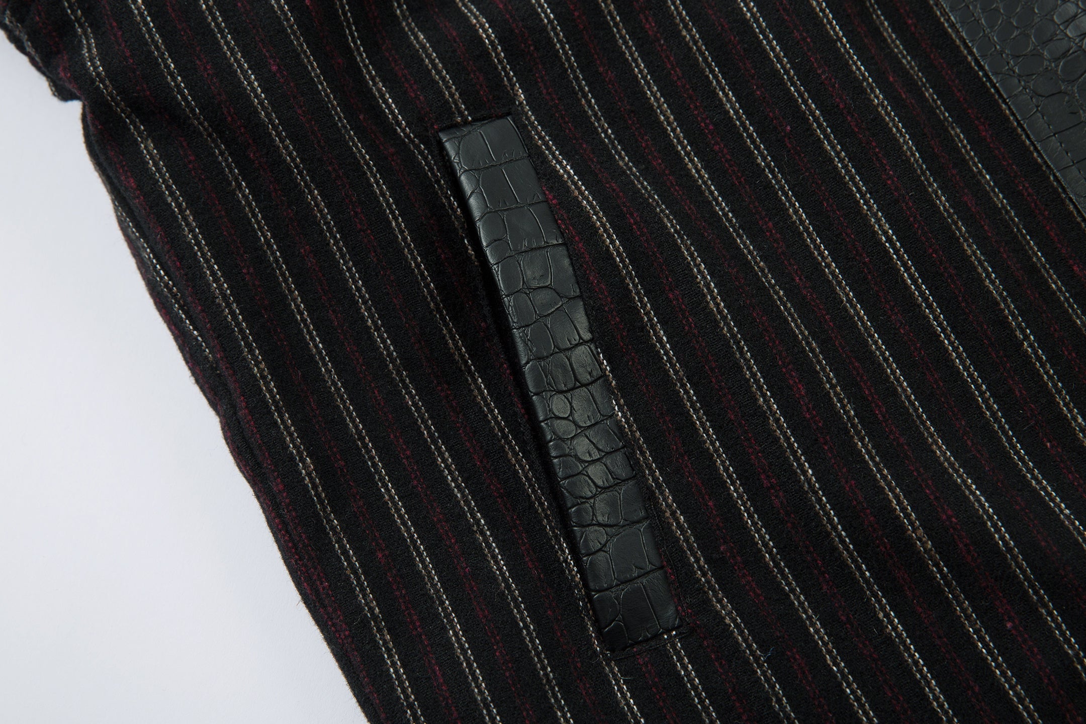 Omirad Striped Faux-Leather Trim Jacket | Streetwear