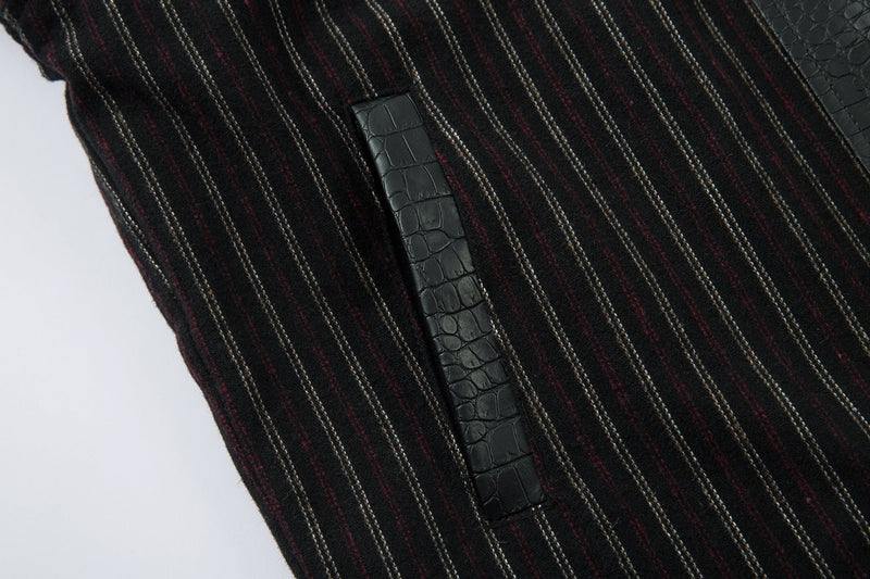 Omirad Striped Faux-Leather Trim Jacket | Streetwear