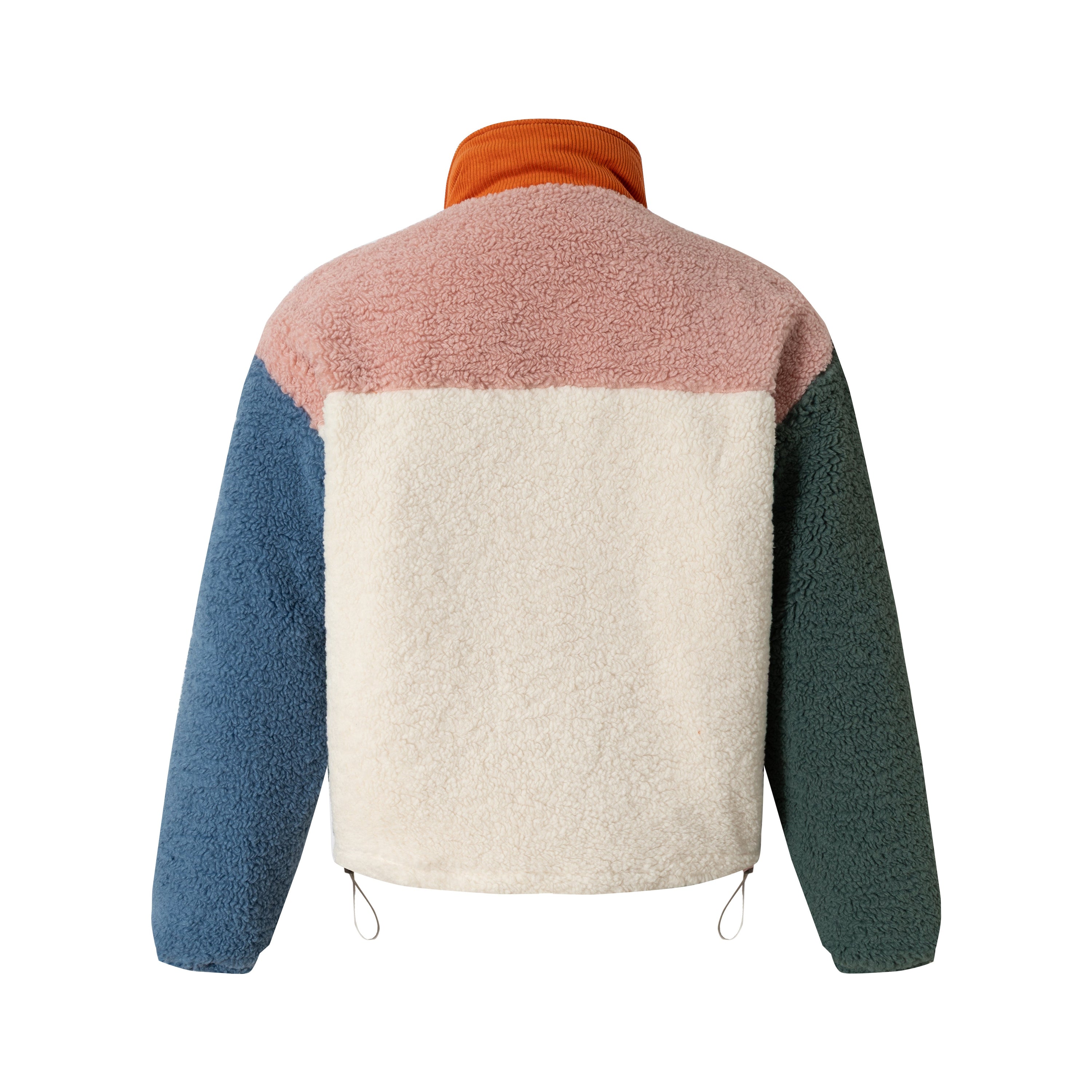 Colorblock Sherpa Fleece Zip Jacket | Retro High-Neck