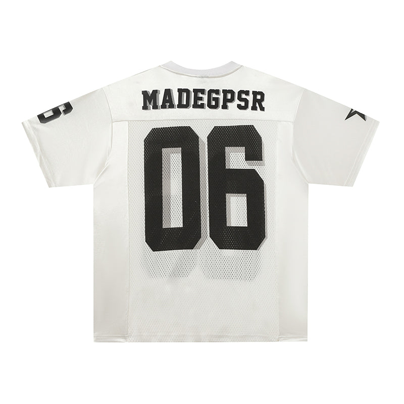 Madegpsr Mesh Panel Football Jersey Tee | Number 06