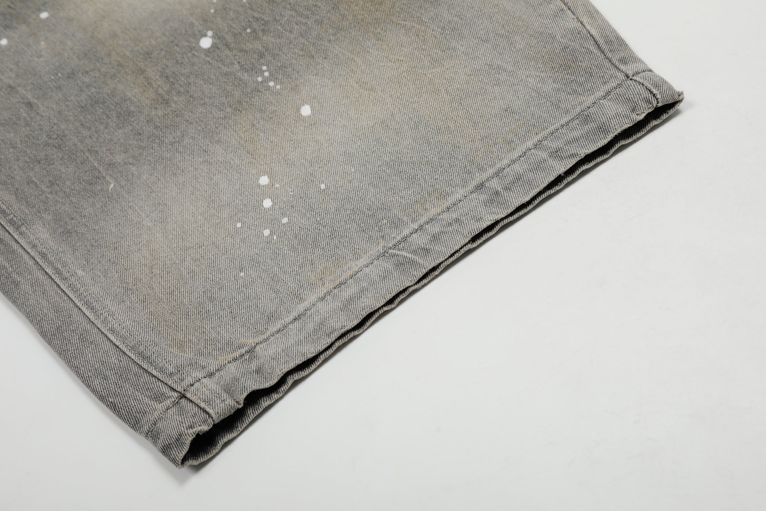 Rope-Waist Paint-Splatter Wide-Leg Jeans | Vintage Wash