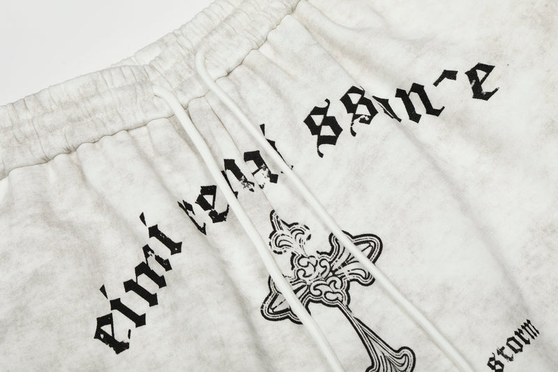 Omirad Vintage Wash Gothic Graphic Sweatpants | Wide Leg