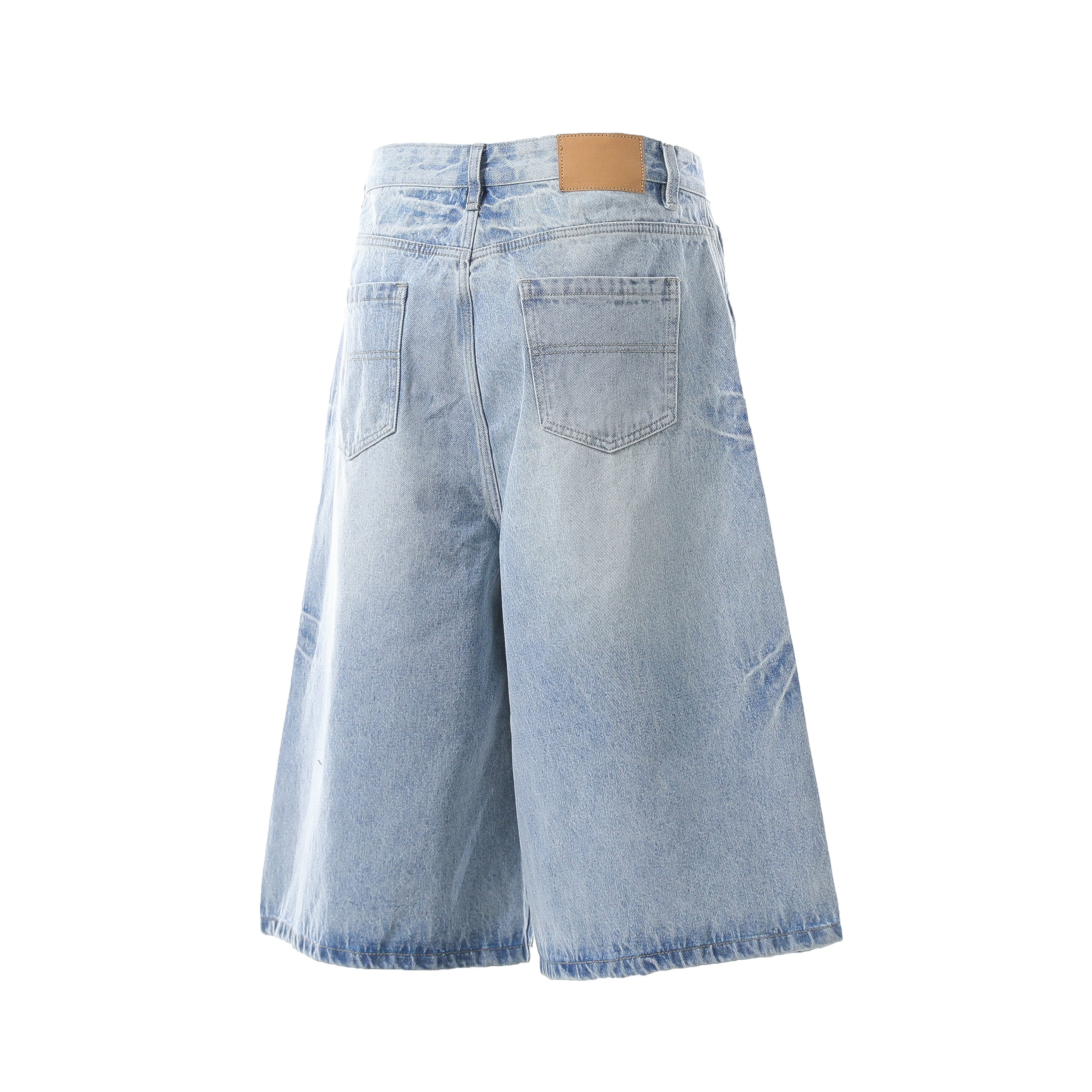 Omirad Vintage Wash Wide-Leg Denim Shorts | A-Line Cut