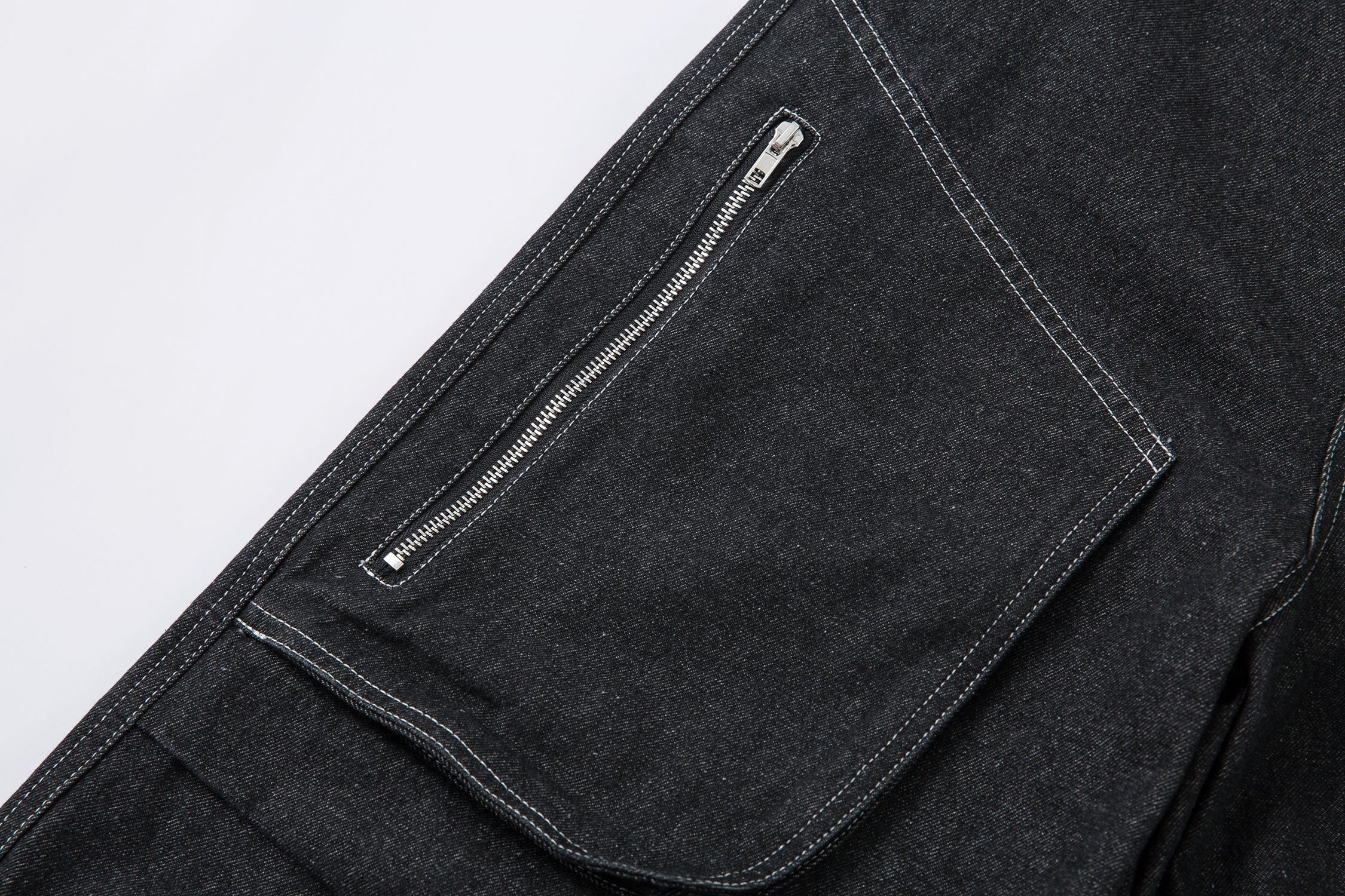 Omirad Stacked Cargo Wide-Leg Jeans | Black Denim