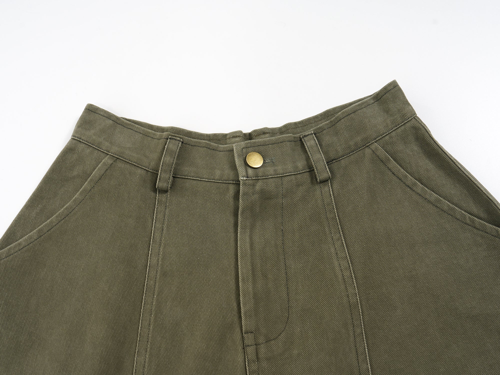 Curved-Cut Barrel Leg Pants | Heavyweight Cotton Trousers