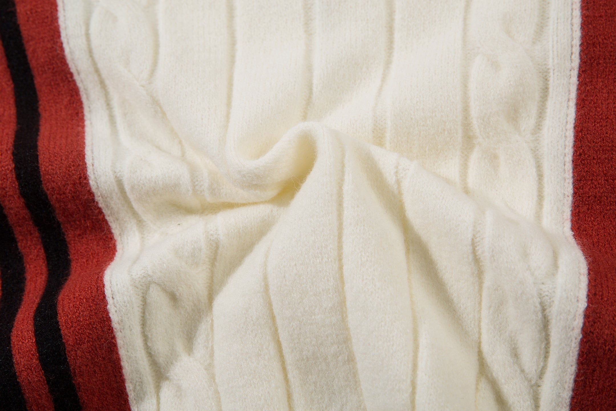 Retro Stripe Cable-Knit Zip Jacket | Varsity Color Block