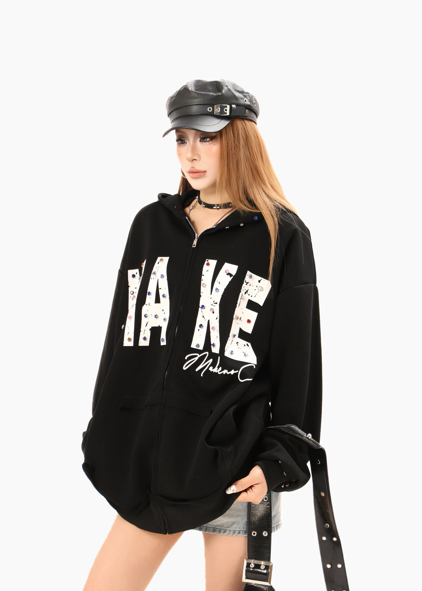 Omirad MAKE Studded Zip Hoodie | Oversized Streetwear