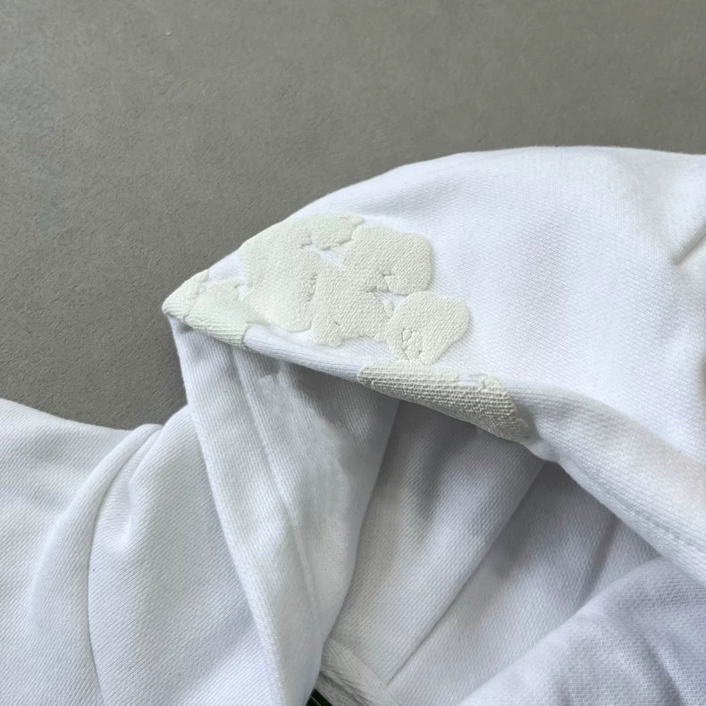 White Monochrome “Cotton Wreath” Denim Tears Hoodie – Minimal Streetwear Sweatshirt