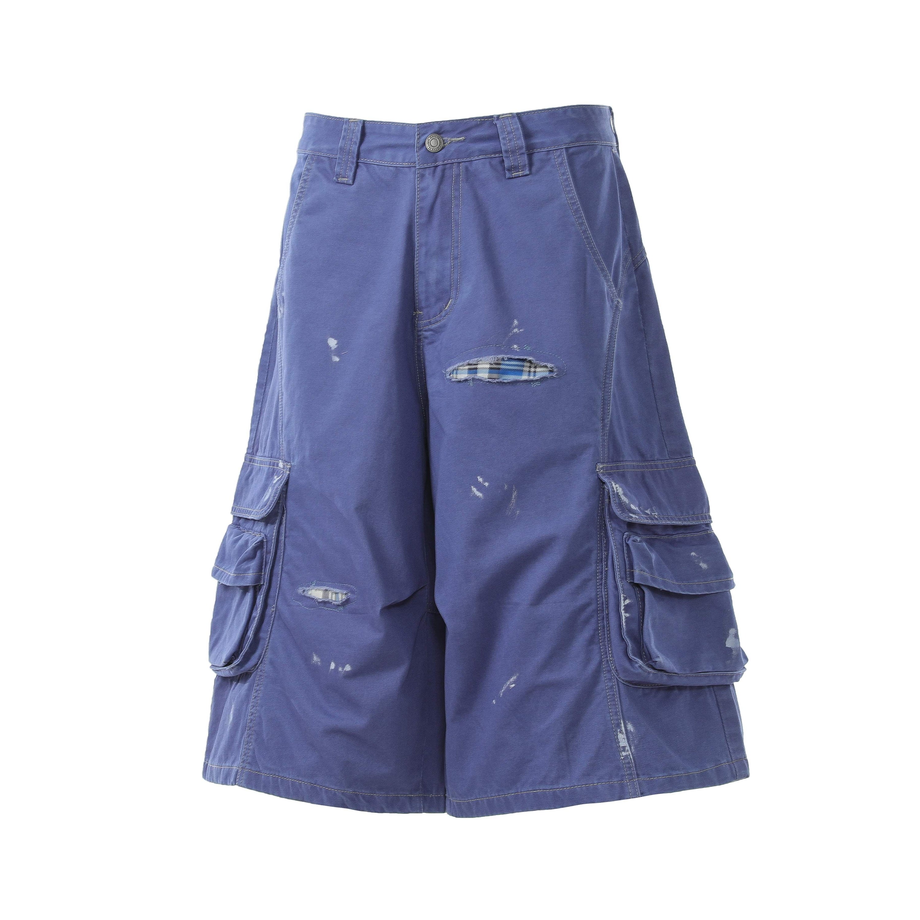 Omirad Distressed Utility Cargo Shorts | Wide-Leg Fit