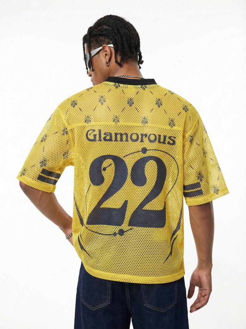 Omirad Glamorous 22 Mesh Jersey T-Shirt | Yellow Streetwear