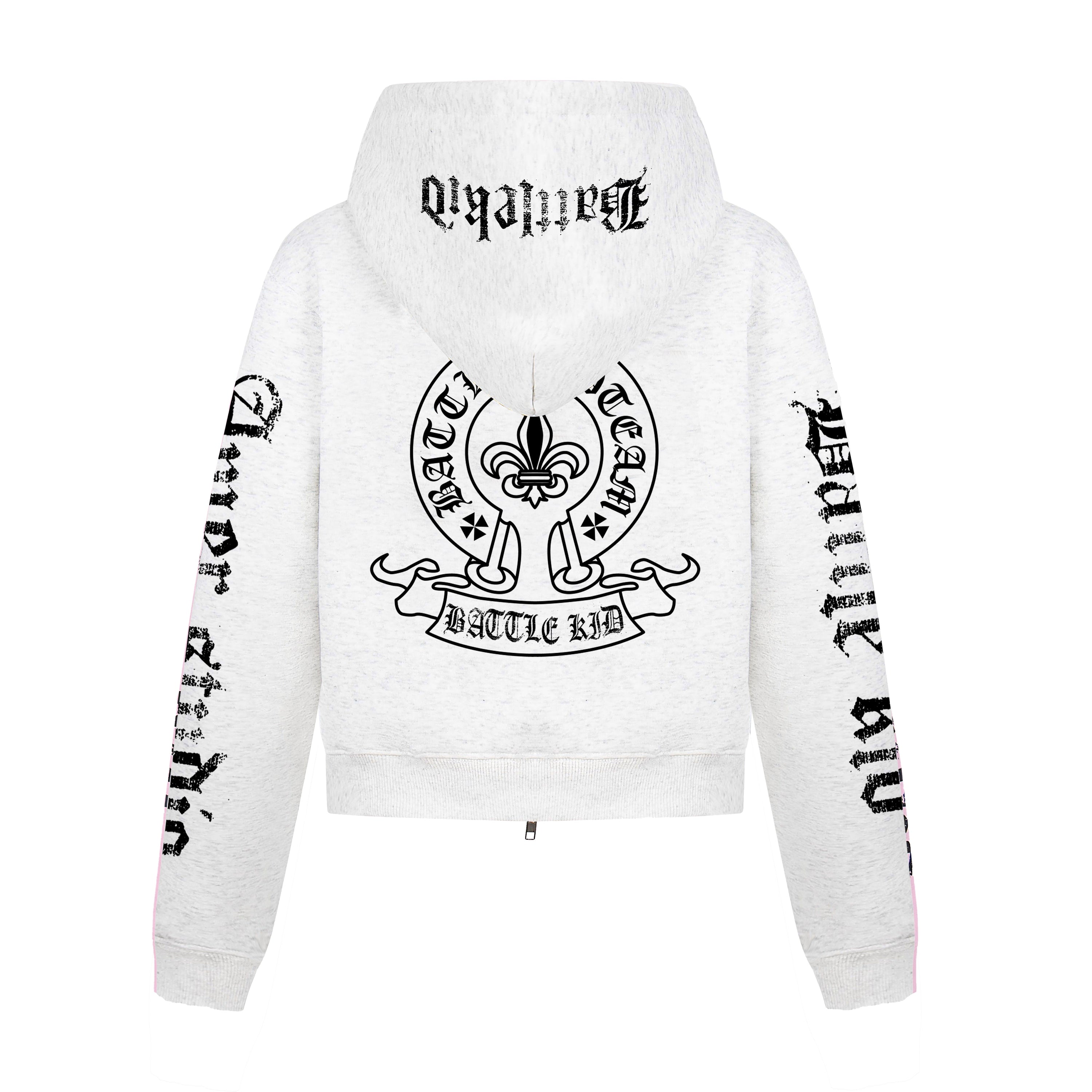 Gothic Letter Zip-Up Hoodie | Streetwear Crest Graphic