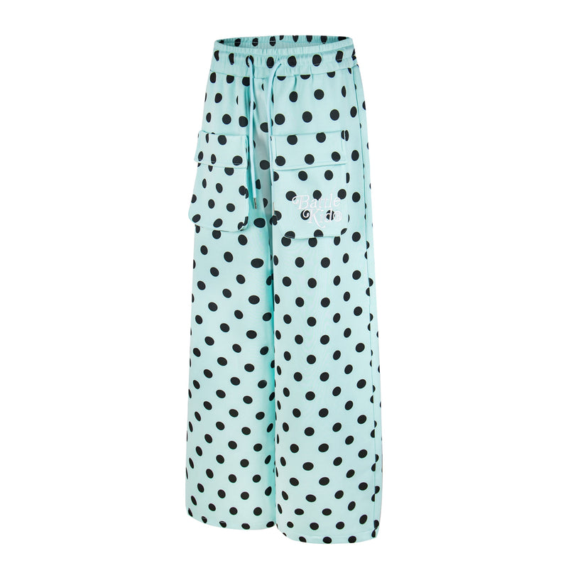 Battle Kid Polka Dot Wide-Leg Cargo Pants with Charms