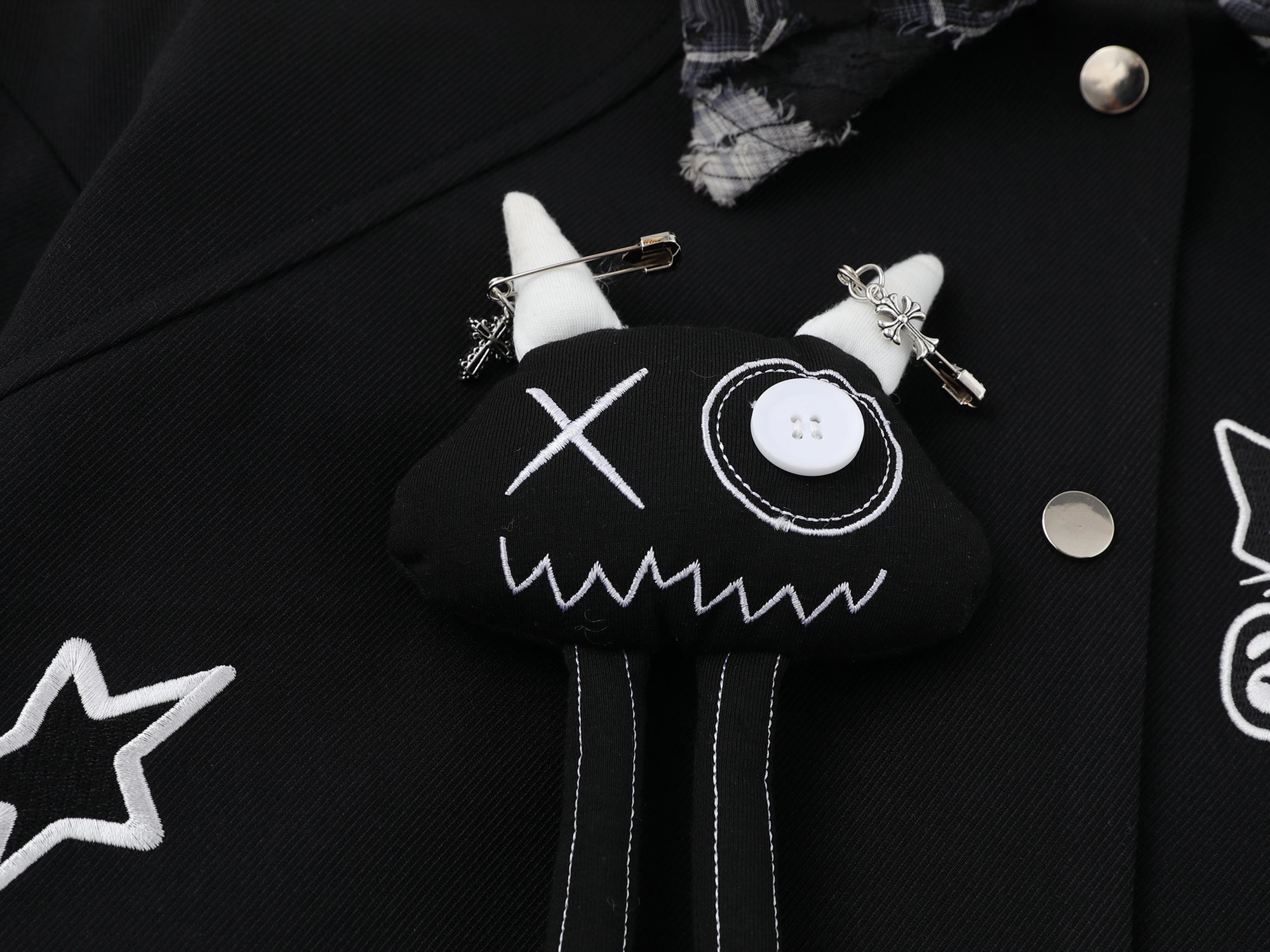 Patchwork Cat Varsity Jacket | Graphic Star Embroidery