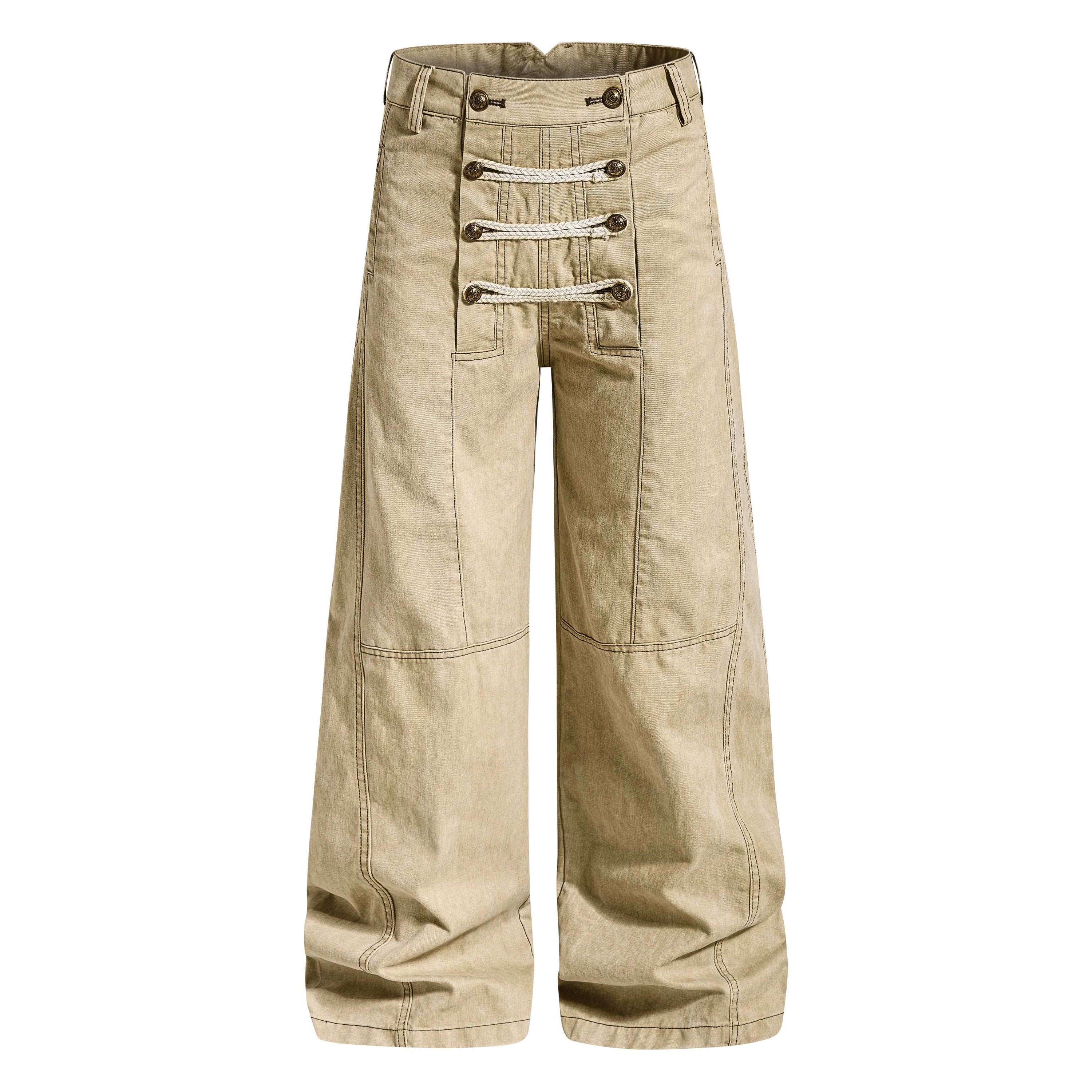 Military Rope Wide-Leg Pants | 100% Cotton Streetwear