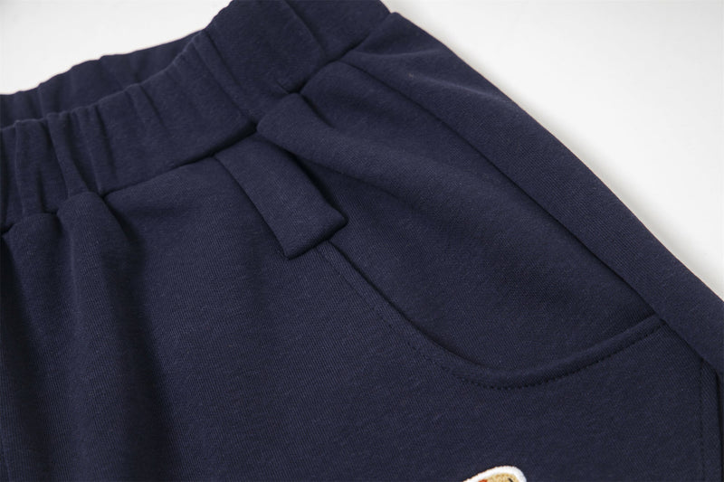 Plaid-Tied Wide-Leg Sweatpants with Chenille Patch | Makenochoice