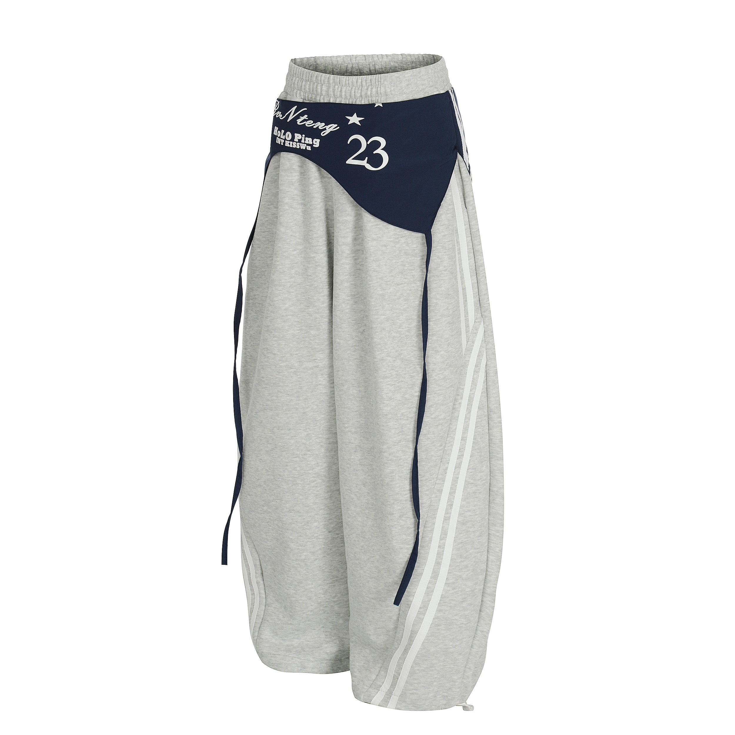 Double-Waist Retro Print Wide-Leg Track Pants | Streetwear