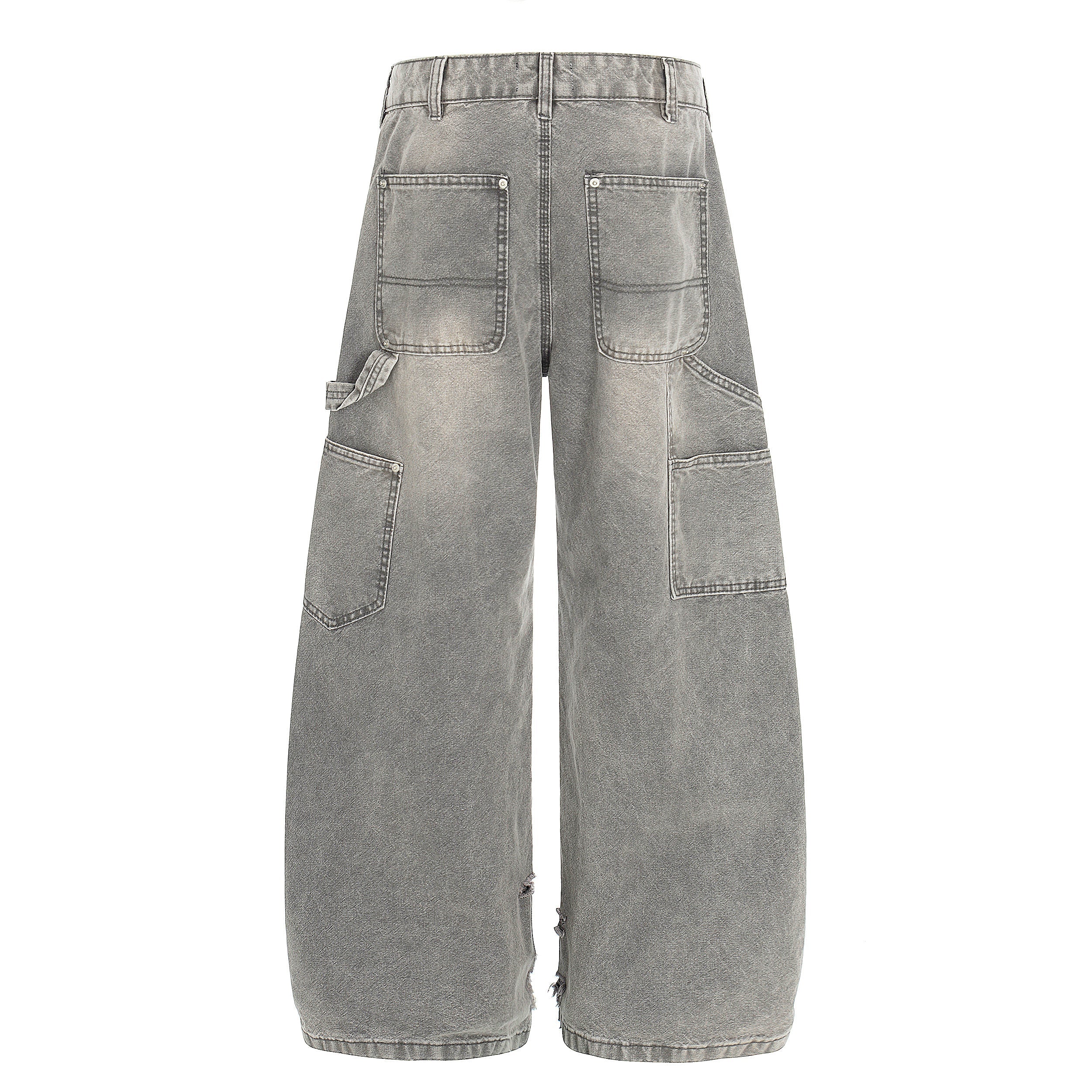 Washed Distressed Utility Carpenter Jeans | Wide Leg