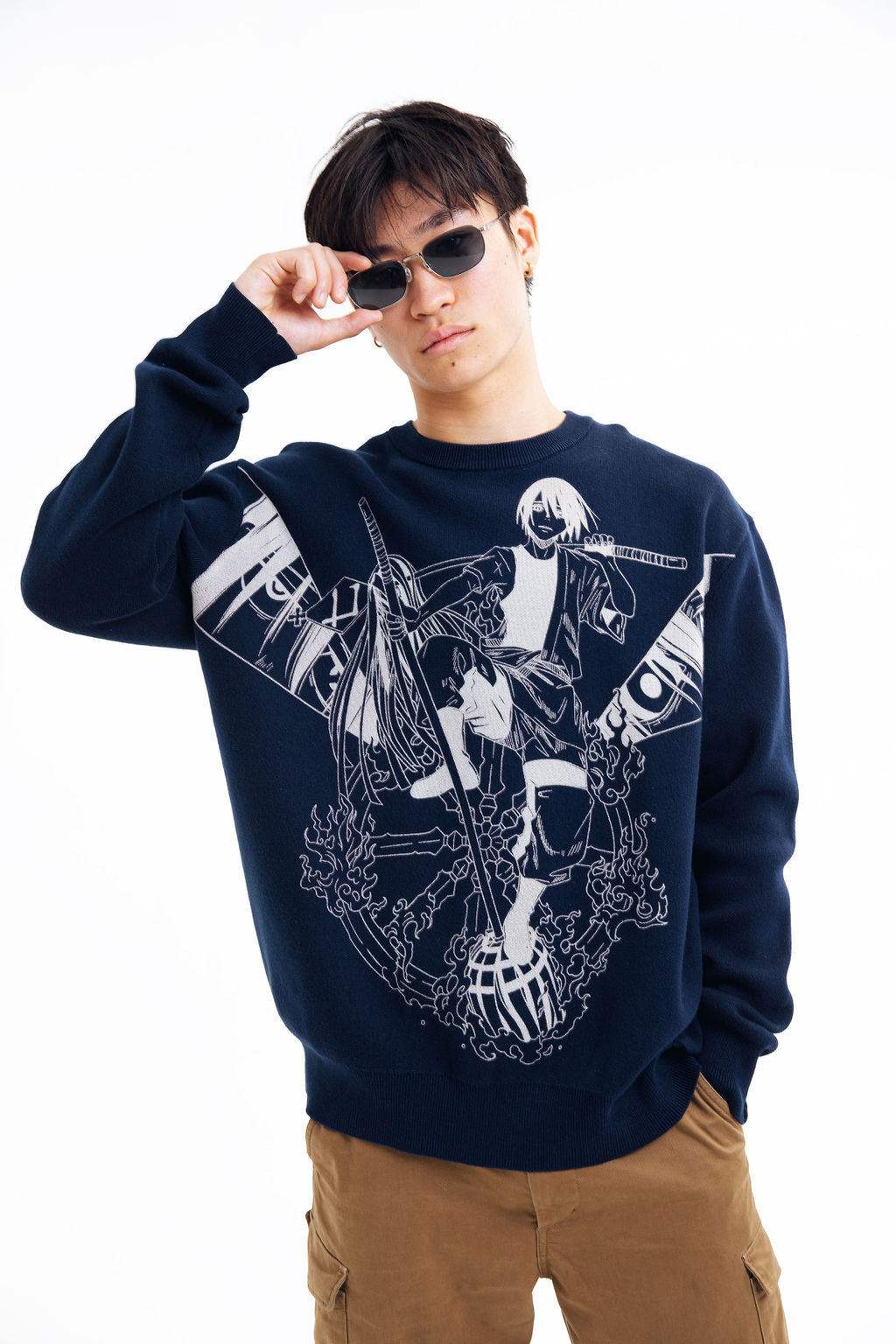 King of Destruction Inspired Anime Streetwear Sweatshirt | Premium Dark Navy Graphic Crewneck Pullover