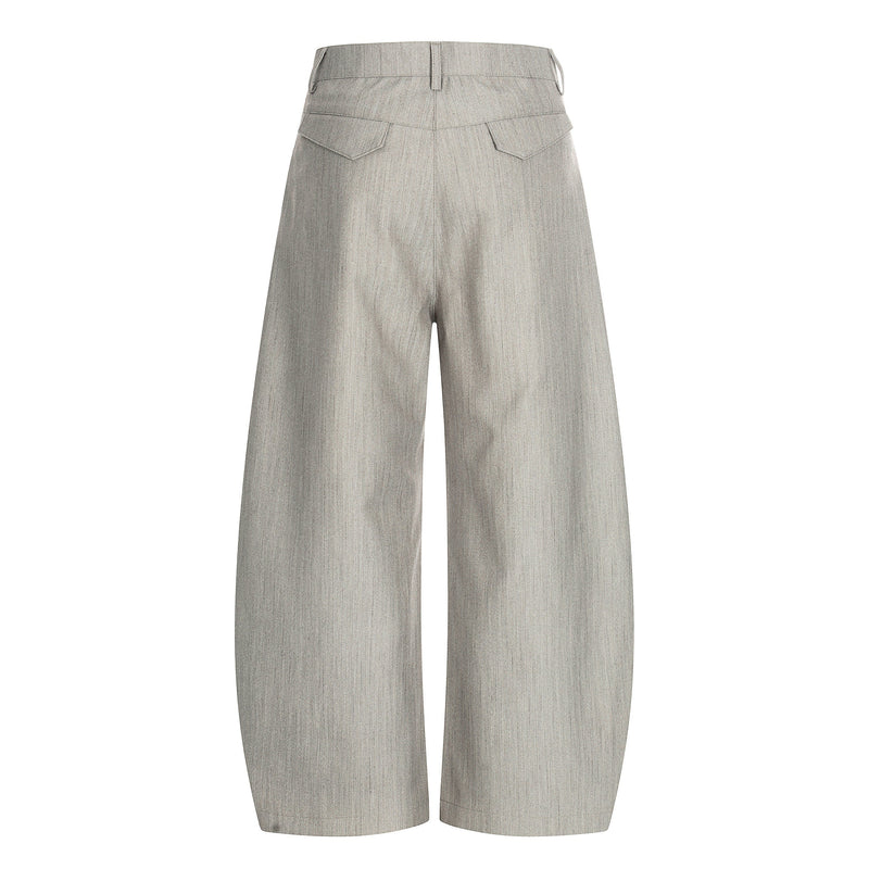 Omirad Wide-Leg Tailored Trousers | Light Grey Barrel Pants