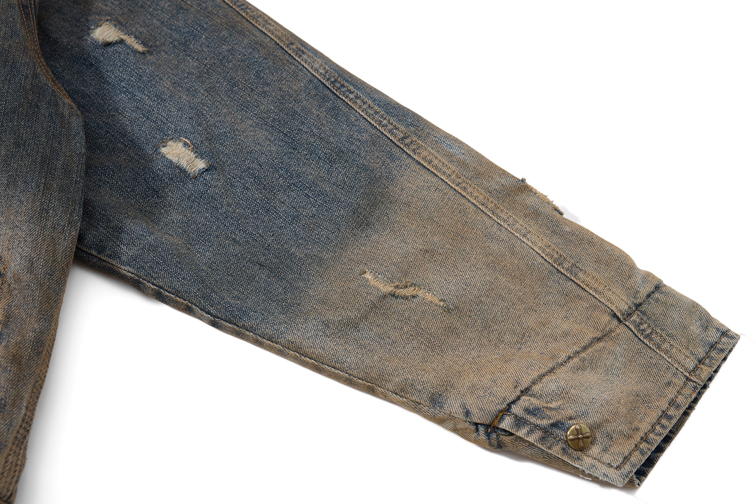 Omirad Vintage Distressed Denim Jacket | Washed Cropped Fit