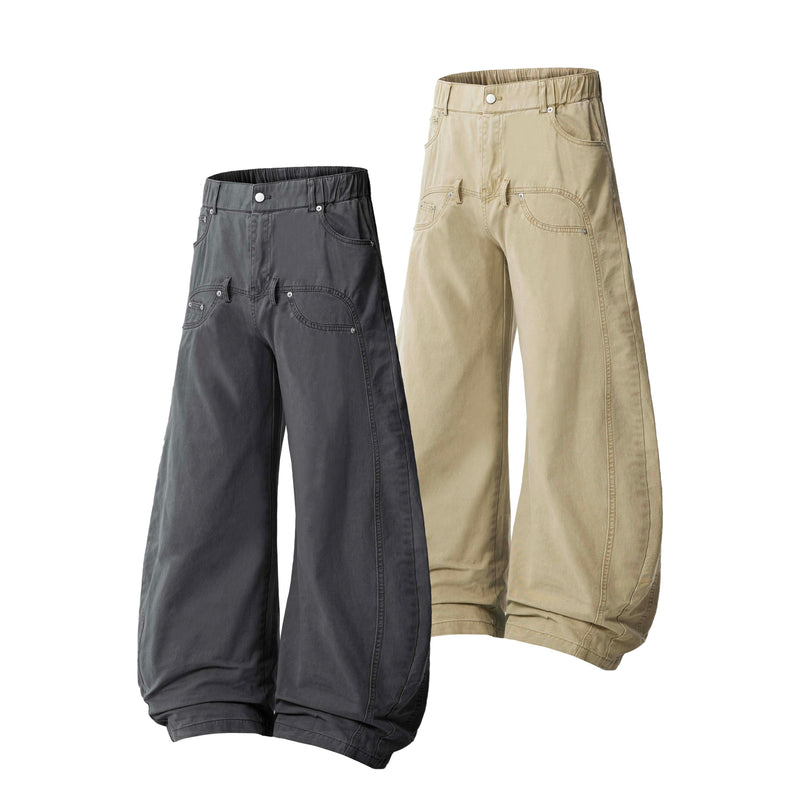 Omirad Vintage Wide-Leg Stacked Barrel Pants | 100% Cotton