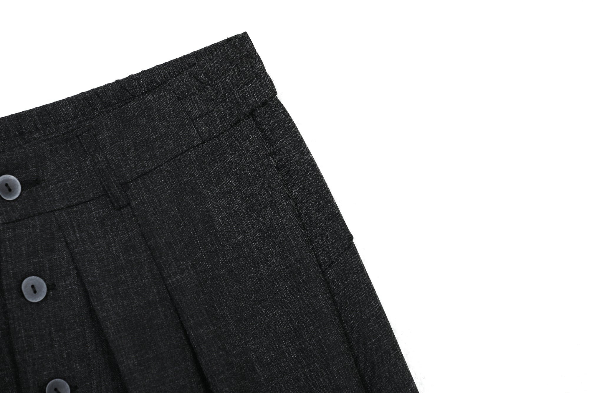 Pleated Wide-Leg Pants with Asymmetric Button Front | Omirad